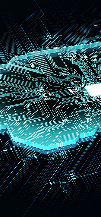 Gehirn vor technologischem Hintergrund repräsentiert künstliche Intelligenz