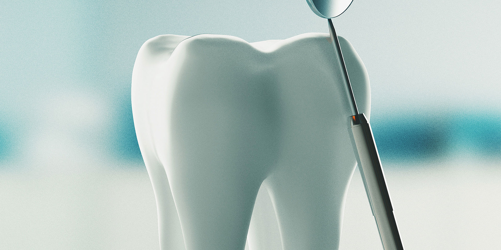 A tooth and a dental instrument