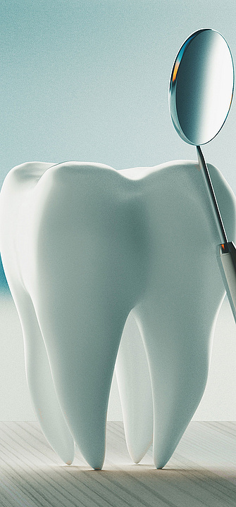 Ein Zahn und ein Zahnarzt Instrument