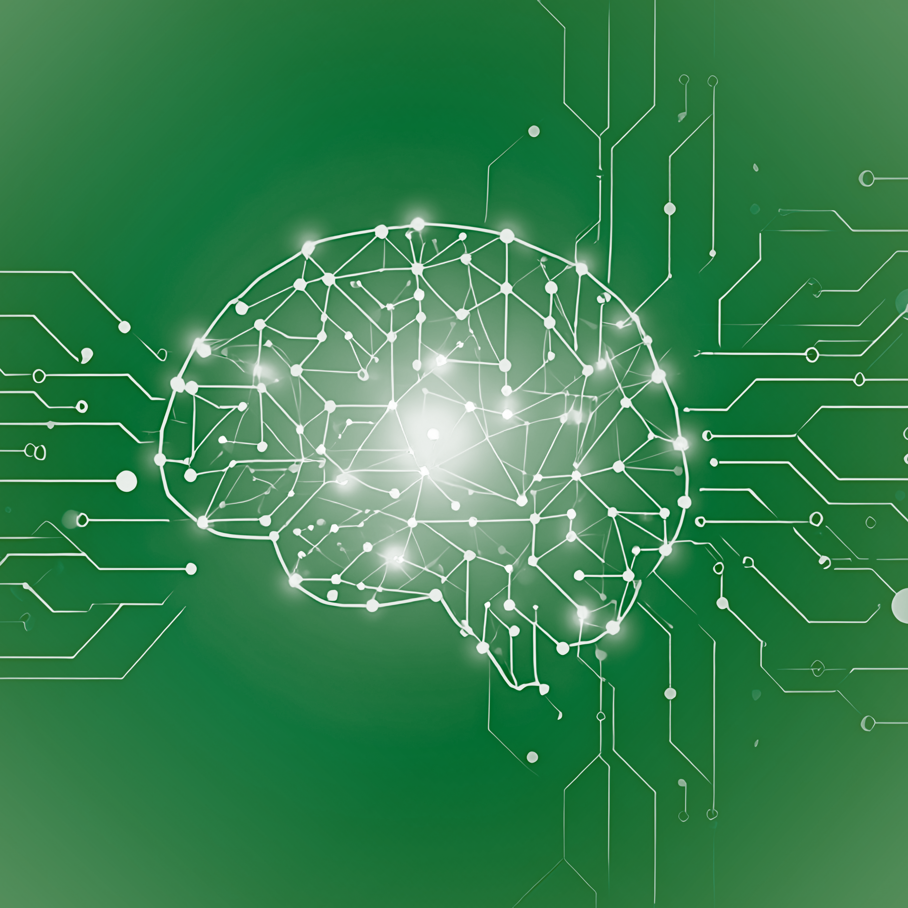 Digitales Gehirn mit Schaltkreisen und Verbindungen, Konzept der künstlichen Intelligenz