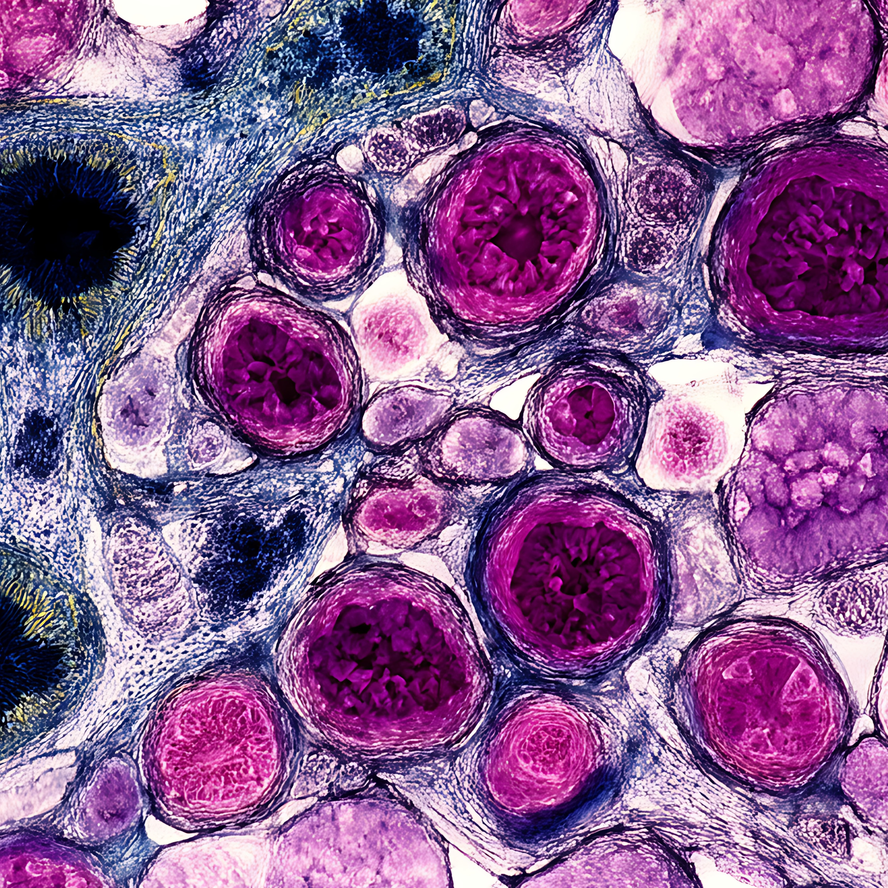  Mikroskopisches Foto von Zellen eines Pankreasadenokarzinoms