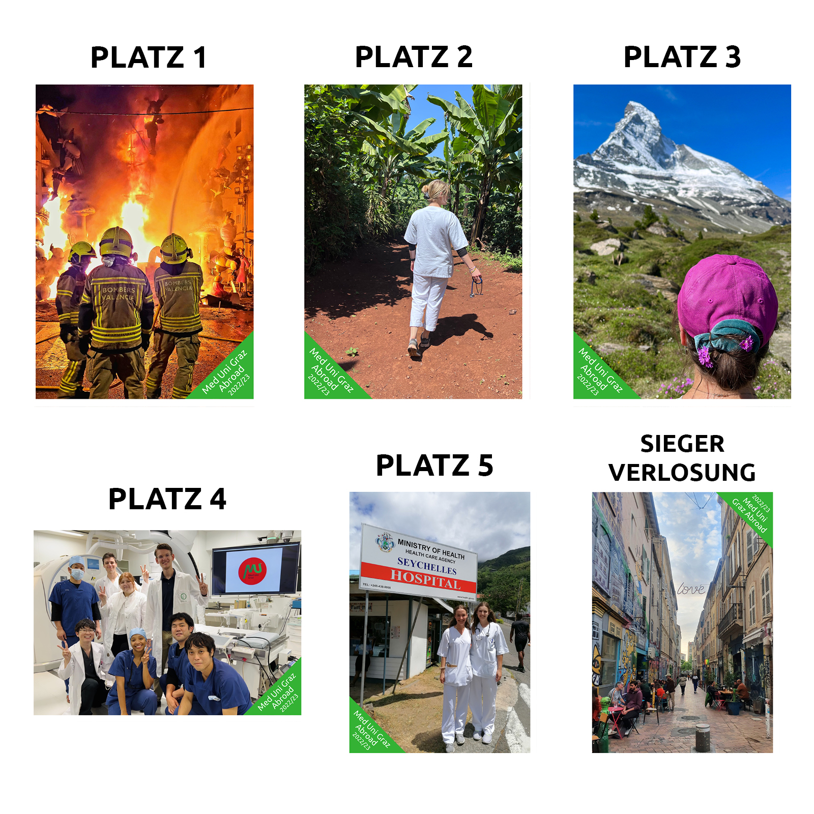 Die Siegerfotos des "Med Uni Graz Abroad"-Fotowettbewerbs